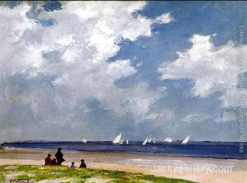 Sailboats off Far Rockaway by Edward Henry Potthast paintings reproduction - Click Image to Close